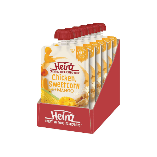 Heinz Baby Food Pouch 120g Chicken Sweetcorn & Mango for 6+ Months Pack of 6