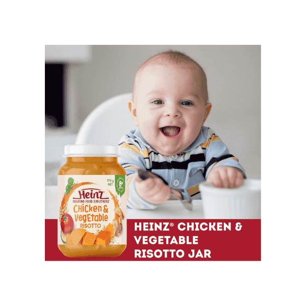 Heinz Baby Food Chicken & Vegetable Risotto for 8+ Months 170g Jar Pack of 6 Nutrient-Rich Natural Ingredients