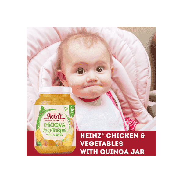 Heinz 8+ Months Chicken & Quinoa Puree Baby Food Jar 170g Pack of 6 No Additives No Artificial Colours