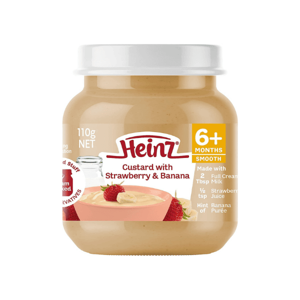 Heinz 6+ Months Baby Custard with Strawberry & Banana 110g Pack of 6