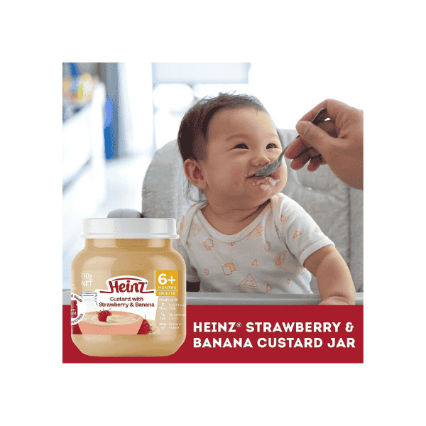 Heinz 6+ Months Baby Custard with Strawberry & Banana 110g Pack of 6