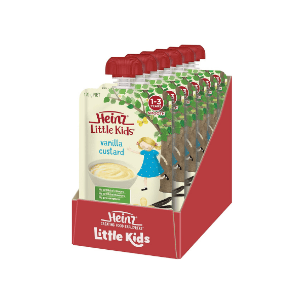 Heinz Little Kids Vanilla Custard 120g Baby Food Pouch For 1-3 Years Pack of 6