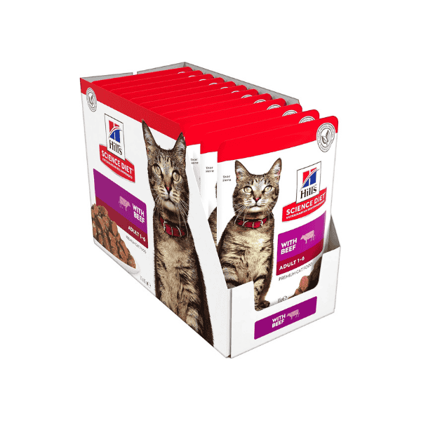 Hill's Science Diet Wet Cat Food Beef 85g Pouches 12-Pack for Adult Cats