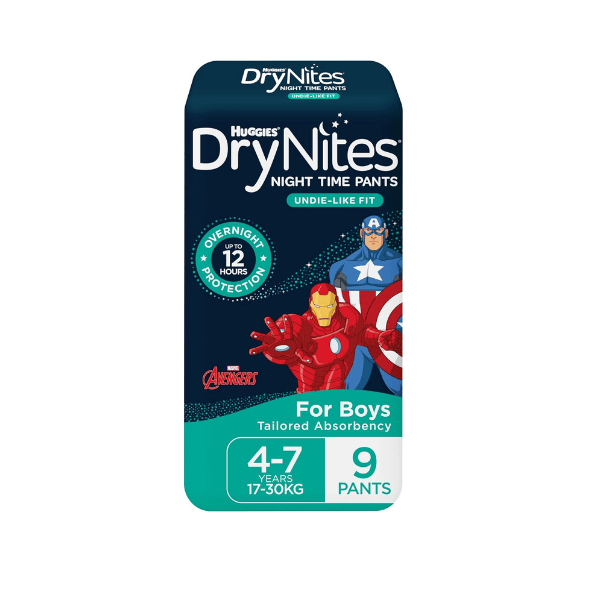 Huggies DryNites Boys Night Time Pants 4-7 Years 9 Count 17-30kg