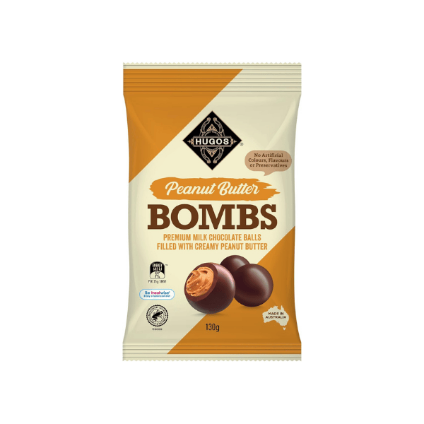 Hugos Chocolates Peanut Butter Bombs 130g of Decadent Chocolate Delights