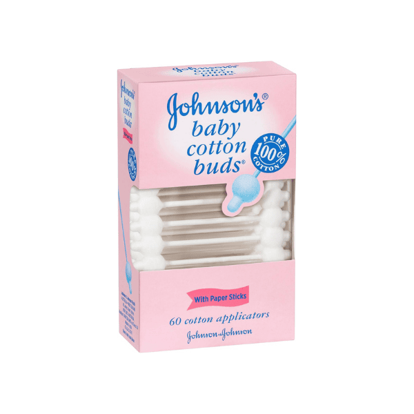 Johnson’s Baby Cotton Buds 60 Pack Safe for Baby’s Outer Ear Eyes & Naval Cleansing