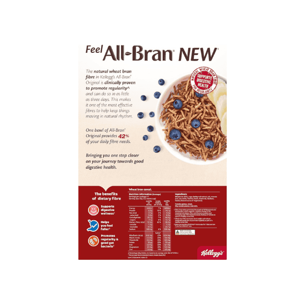 Kellogg's All-Bran Original High Fibre Cereal 530g Wholesome Start to Your Day