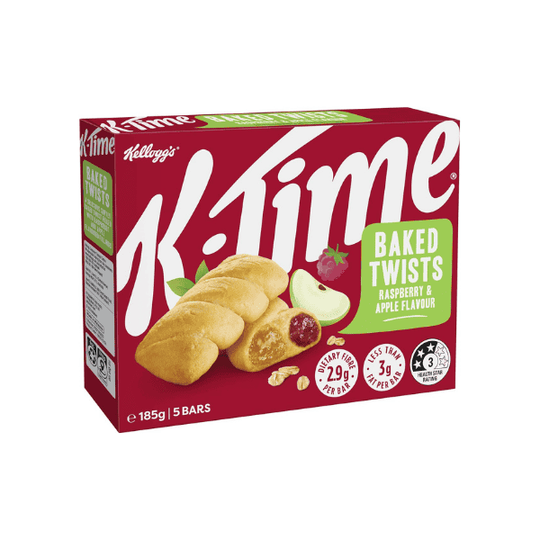 Kellogg's K-Time Raspberry & Apple Snack Bars 185g 5 Count Perfect for Snacking Anytime