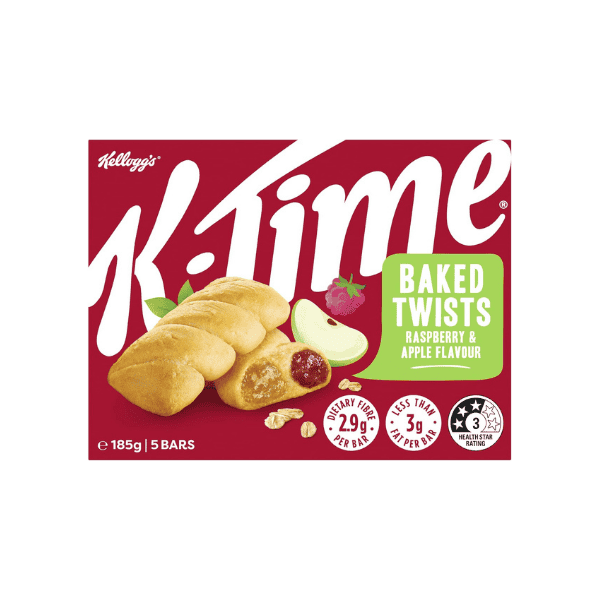 Kellogg's K-Time Raspberry & Apple Snack Bars 185g 5 Count Perfect for Snacking Anytime