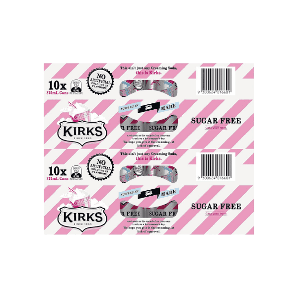 Kirks Sugar-Free Creaming Soda 20 x 375mL Cans