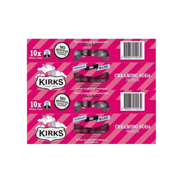 Kirks Creaming Soda Soft Drink Multipack Cans 20 x 375mL Smooth & Creamy Classic Flavor