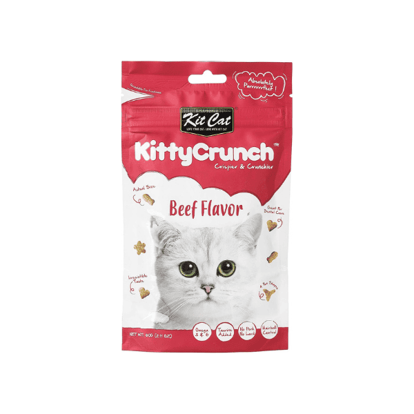 Kit Cat Kitty Crunch Beef Treat 60g of Crunchy Beefy Fun Your Cat Will Adore