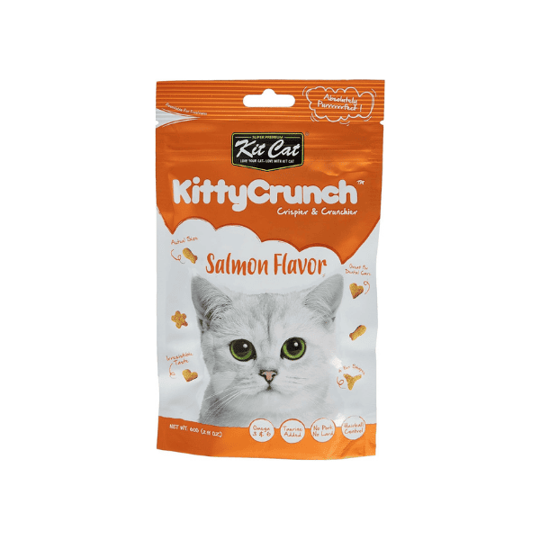 Kit Cat Kitty Crunch Salmon Treat 60g of Irresistible Crunchy Salmon Flavor