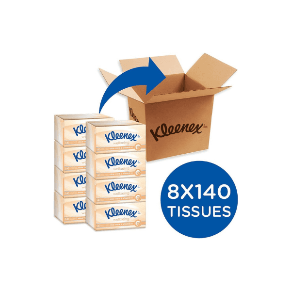 Kleenex Aloe Vera & Vitamin E 3-Ply Facial Tissues 1120 Count 8x140