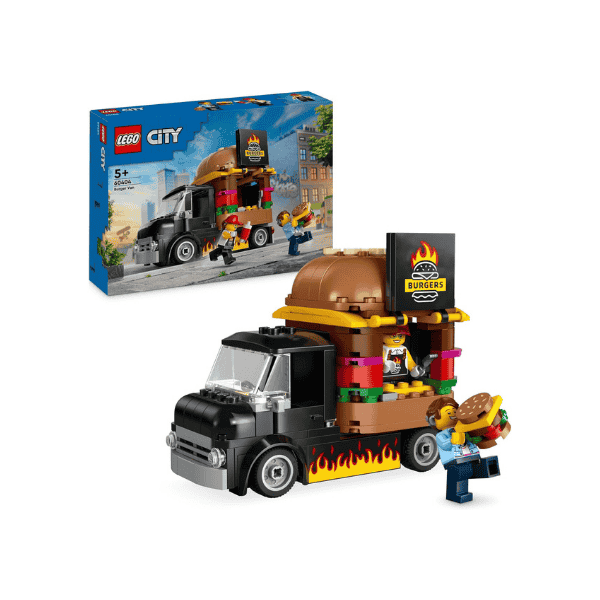 LEGO City Burger Van 60404 Food Truck Toy for Kids 5+ Vendor Minifigure Included