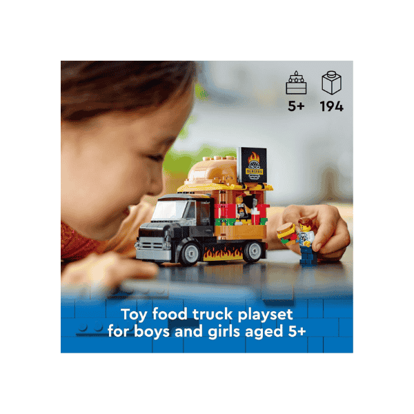 LEGO City Burger Van 60404 Food Truck Toy for Kids 5+ Vendor Minifigure Included