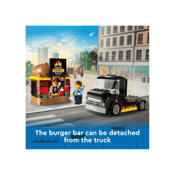 LEGO City Burger Van 60404 Food Truck Toy for Kids 5+ Vendor Minifigure Included