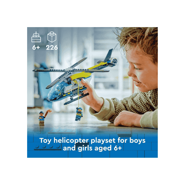 LEGO® City Rescue Helicopter 60405 Playset for Kids 6+ with Minifigures and Spinning Rotors