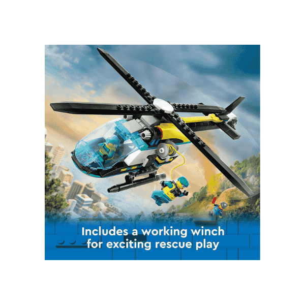 LEGO® City Rescue Helicopter 60405 Playset for Kids 6+ with Minifigures and Spinning Rotors