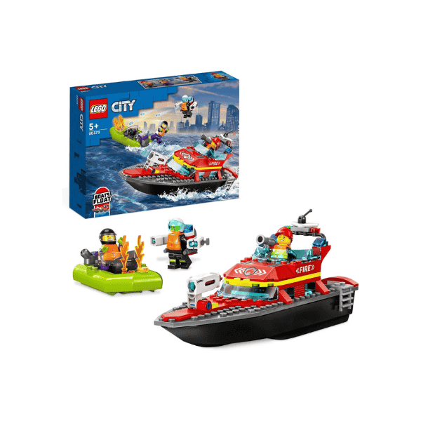 LEGO City Fire Rescue Boat 60373 Water Ready Toy with Jetpack Speedboat and 3 Minifigures Fun for Kids 5+