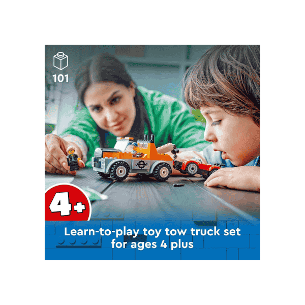 LEGO City Tow Truck & Sports Car Repair 60435 Toy for Kids 4+ 2 Minifigures Cochlear Implant Included