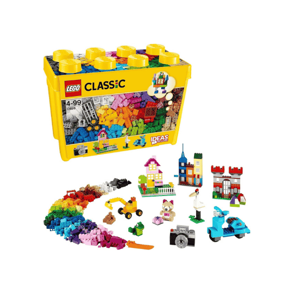 LEGO Classic Creative Brick Storage Box 10698  Building Set for Kids 4+ with Windows Doors and Wheels