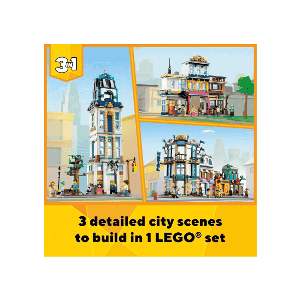 LEGO® Creator Main Street 31141 Art Deco Building and Market Street Toy Set for Kids 9+