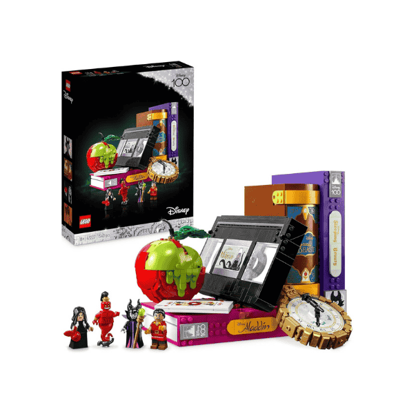 LEGO Disney Villains Icons 43227 Nostalgia Collection with VHS Book Models and 4 Minifigures for Disney 100 Years