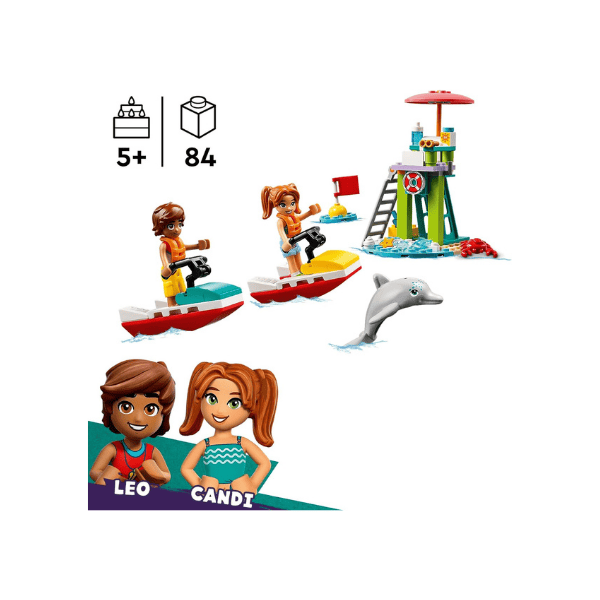 LEGO® Friends Beach Water Scooter 42623 Lifeguard Set with Mini Dolls and Dolphin for Kids 5+