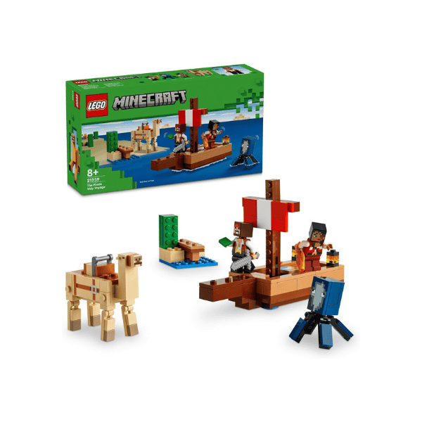 LEGO Minecraft The Pirate Ship Voyage 21259 Boat Playset with Squid Camel and Pirates for Ages 8+