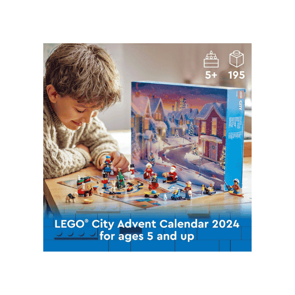 LEGO® City Advent Calendar 2024 60436 24 Surprises for Kids 5+ Featuring Santa Mrs Claus and Festive Characters