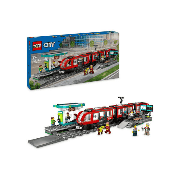 LEGO® City Downtown Tram and Station 60423 Playset with 6 Minifigures and Guide Dog for Kids 7+