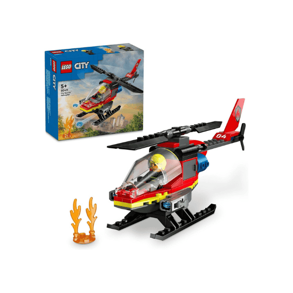 LEGO® City Fire Rescue Helicopter 60411 Set with Firefighter Pilot for Kids 5+