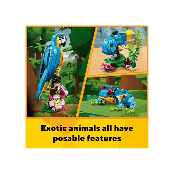 LEGO® Creator Exotic Parrot 31136  Building Set with Parrot Fish and Frog for Kids 7+