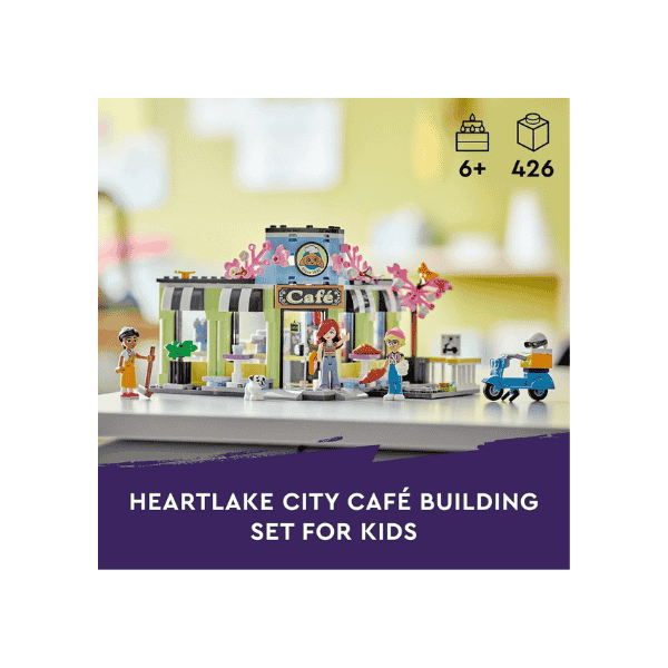 LEGO® Friends Heartlake City Café 42618 Bakery Set for Ages 6+ with 3 Mini-Dolls and Dog Figure