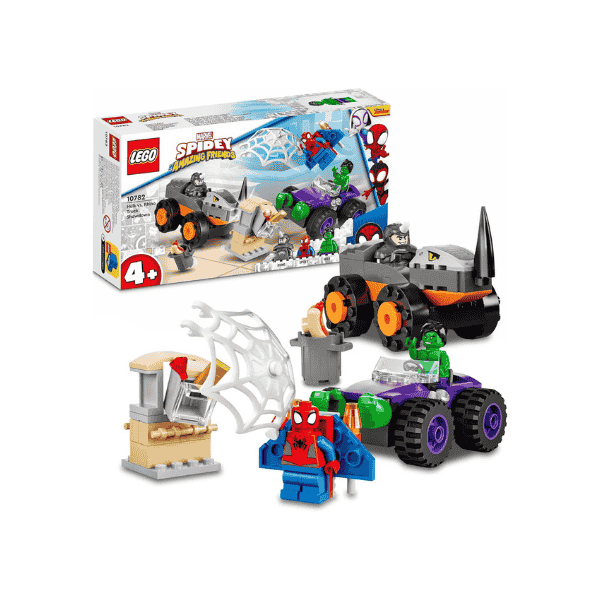 LEGO® Spidey Marvel Hulk vs Rhino Showdown 10782 Building Kit with 2 Spider Man Vehicles for Kids 4+