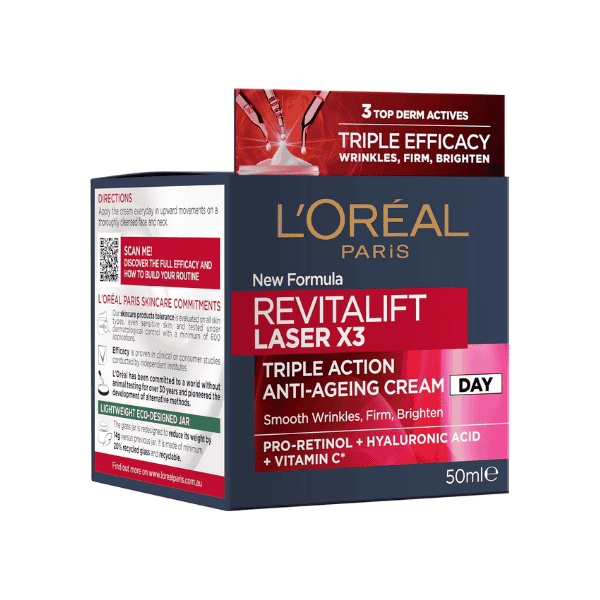 L'Oréal Paris Revitalift Laser X3 Day Moisturiser 50ml  Anti-Ageing & Re Densifying with Pro-Xylane