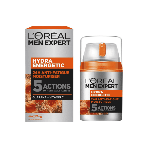 L'Oréal Paris Men’s Moisturizer 50ml Hydra Energetic for Dry,Tired Skin with Guarana & Vitamin C