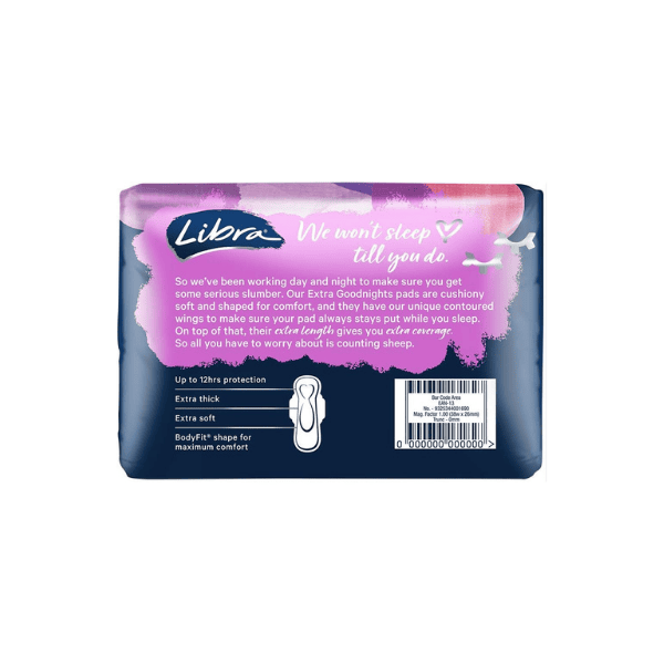 Libra Extra Goodnights Pads with Wings Overnight Protection pack of 10