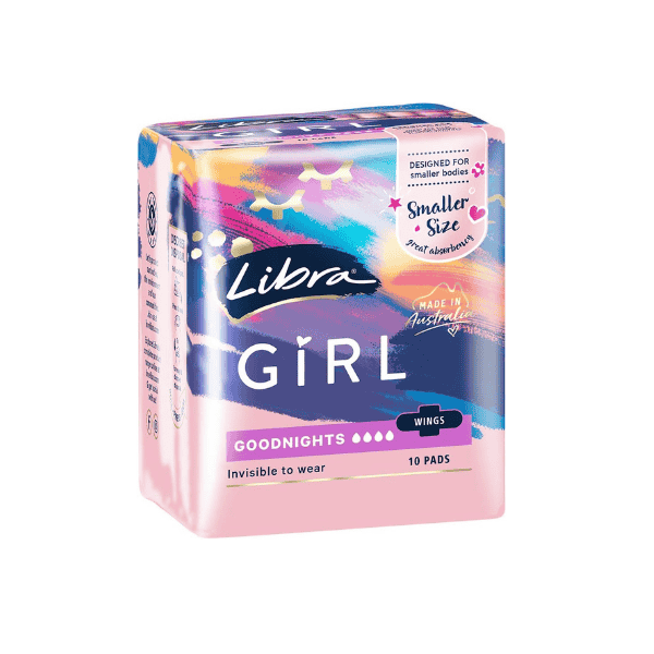 Libra Girl Goodnights Pads with Wings Pack of 10 Ideal for Restful Sleep