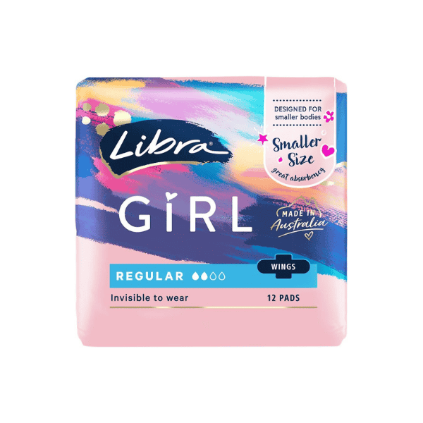 Libra Girl Regular Pads with Wings Ideal for Young 12 Pack