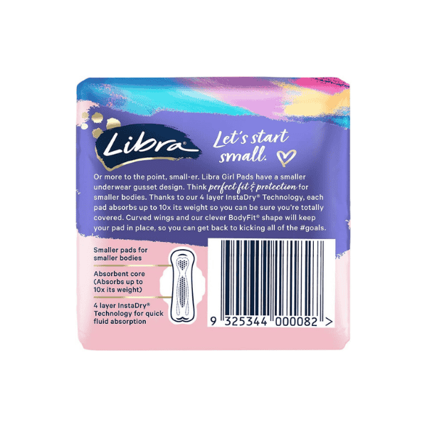 Libra Girl Regular Pads with Wings Ideal for Young 12 Pack