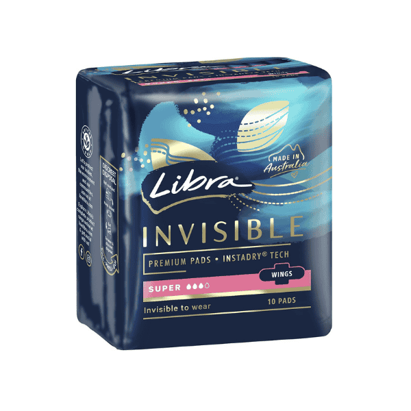 Libra Invisible Super Pads with Wings for Discreet Comfort Pack of 10