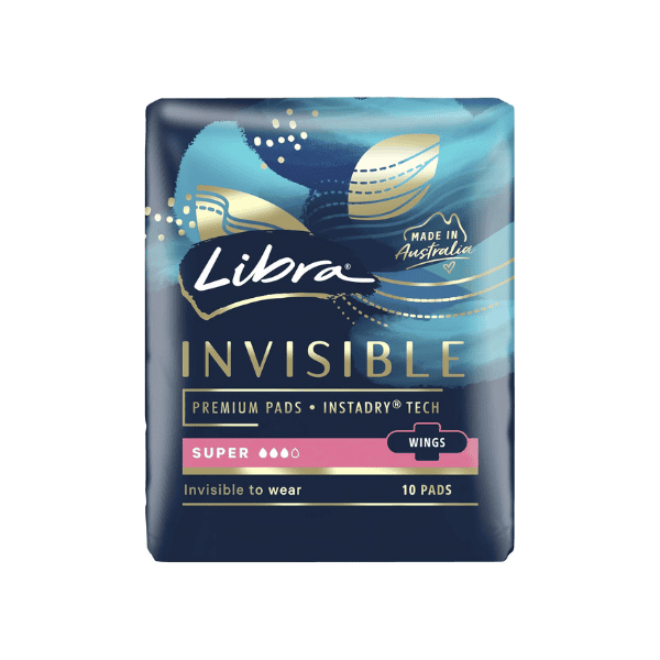 Libra Invisible Super Pads with Wings for Discreet Comfort Pack of 10