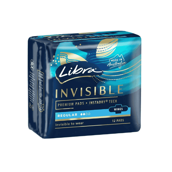 Libra Invisible Regular Pads with Wings for Discreet Protection Pack of 12