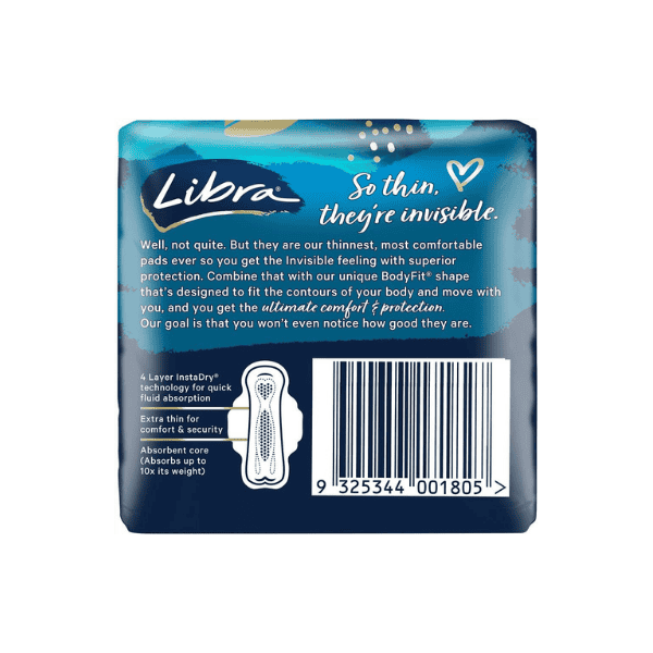 Libra Invisible Regular Pads with Wings for Discreet Protection Pack of 12