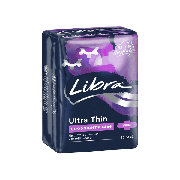 Libra Ultra Thin Goodnights Pads with Wings Pack of 10 for Overnight