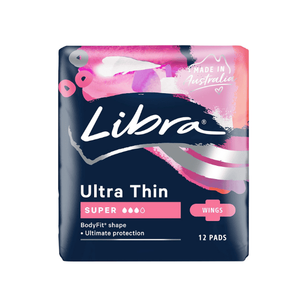 Libra Ultra Thin Super Pads with Wings Ultimate Menstrual Protection 12 Pack