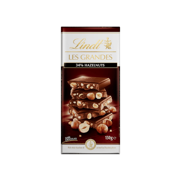 Lindt Les Grandes Dark Hazelnut Chocolate 150g Premium Dark Chocolate