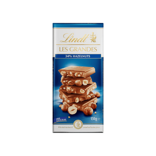 Lindt Les Grandes Milk Hazelnut Chocolate 150g Creamy Milk Chocolate